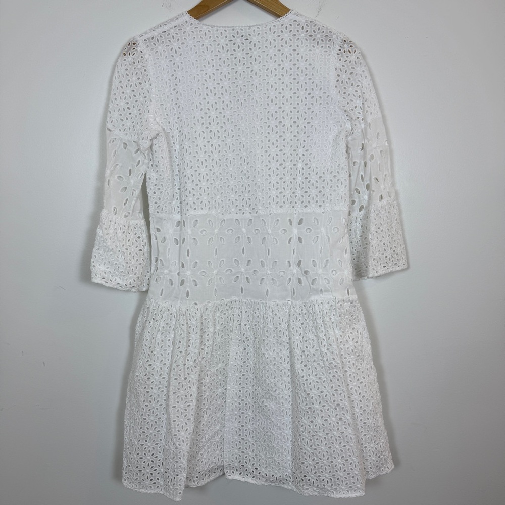 Tyler Böe Ingrid White Eyelet Dress Bell Sleeve Cotton Boho Babydoll Size S - Picture 10 of 10